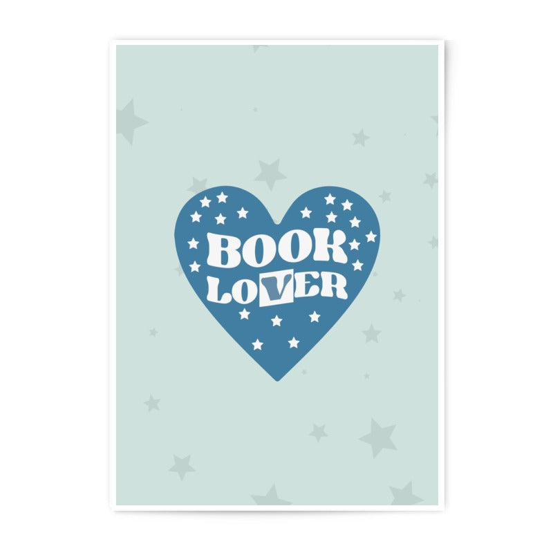 Book Lover Photographic Print, Heart Star Art, Reading Gift, Unique Wall Decor, Home Library Art, Bookish Decor, For Bookworms - Tawshia