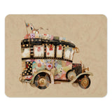 Vintage Bus Mouse Pad, Retro Vehicle Design, Patchwork Car Art, Unique Desk Accessory, Travel Theme Mouse Pad - Tawshia
