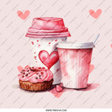 Pink Drink Pinback, Donut Pinback, Valentine's Pinback, Sweet Treat Pin, Coffee Lover Pin, Heart Pattern Pinback, Foodie Pin - Tawshia
