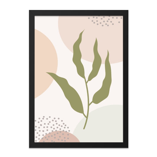 Abstract Plant Wall Art, Minimalist Leaf Print, Botanical Art, Boho Home Decor, Neutral Colors, Modern Wall Decor, Framed Art - Tawshia
