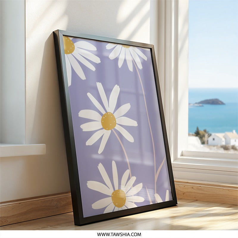 Daisy Wall Art, Floral Print, Botanical Art, Minimalist Home Decor, Pastel Wall Decor, Daisy Flower Wall Decor, Nature Inspired Art - Tawshia
