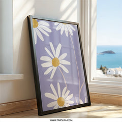 Daisy Wall Art, Floral Print, Botanical Art, Minimalist Home Decor, Pastel Wall Decor, Daisy Flower Wall Decor, Nature Inspired Art - Tawshia