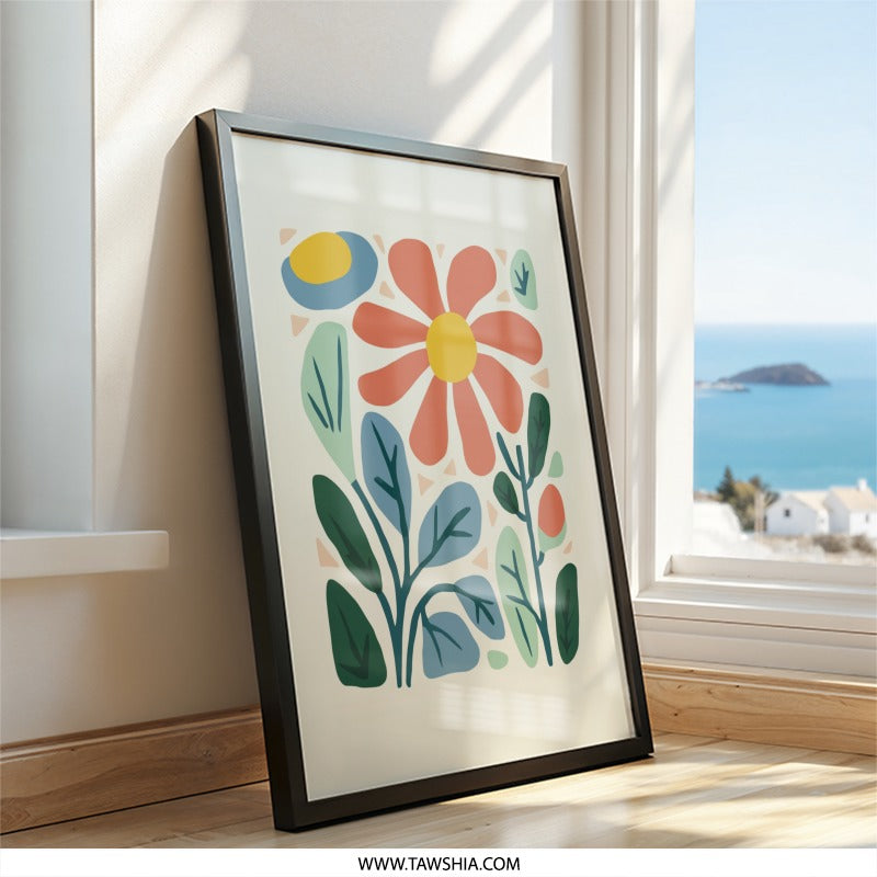 Floral Wall Art, Abstract Flower Print, Botanical Art Decor, Modern Home Art, Living Room Art, Gift Idea, Flower Child Art (136 characters) - Tawshia