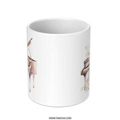 Piano Mug, Floral Piano Art, Music Lover Gift, Musician Mug, Piano Teacher Gift, Elegant Coffee Mug, Unique Gift Idea - Tawshia