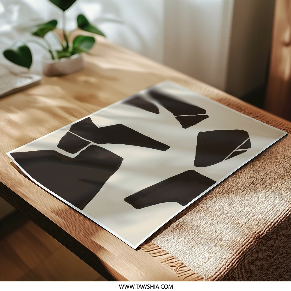 Abstract Shapes Photographic Print, Minimalist Art, Modern Wall Decor, Geometric Design, Beige and Brown, Home Decor - Tawshia