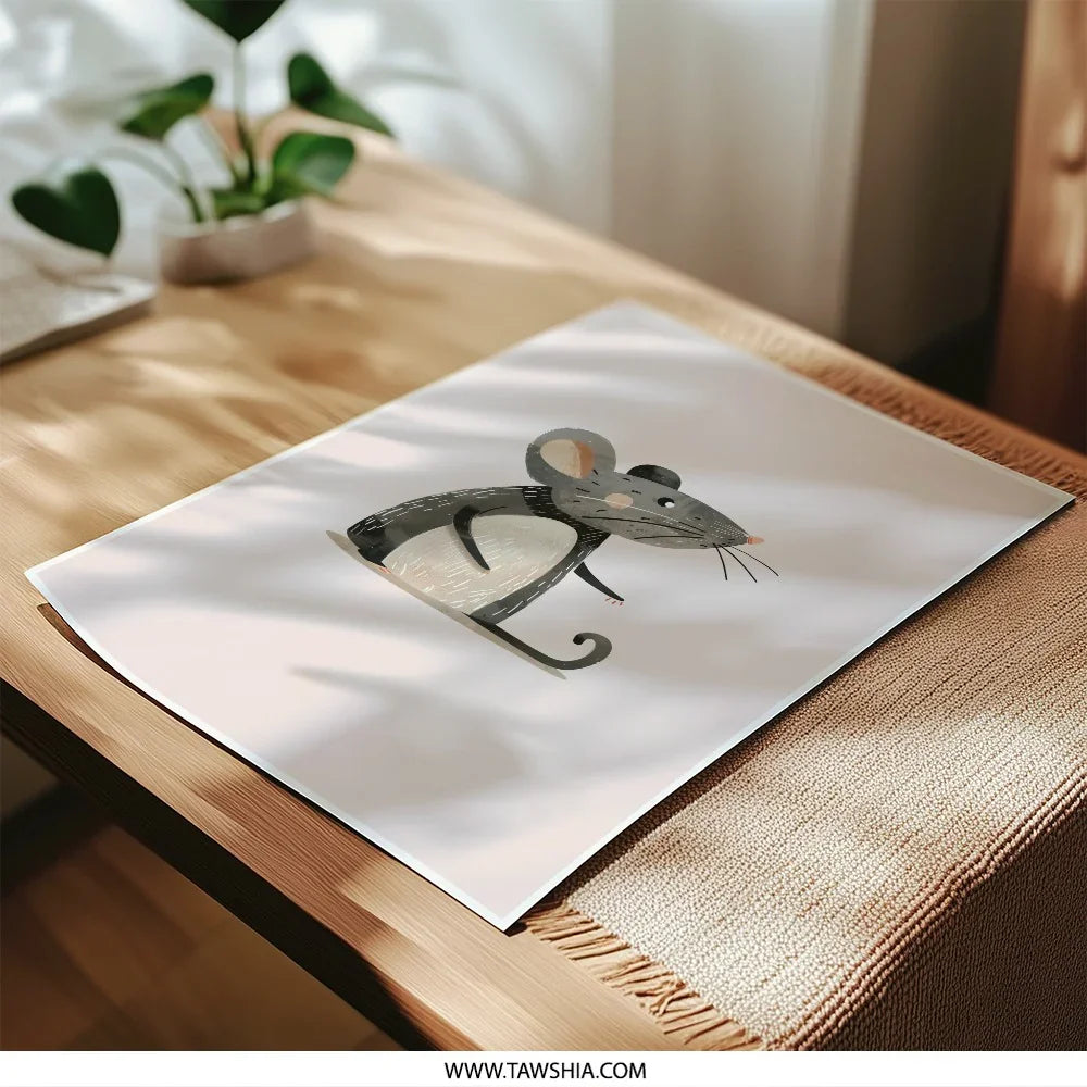 Cute Mouse Photographic Prints, Whimsical Wall Art, Nursery Decor, Animal Print, Kids Room Art, Playroom Art, Cartoon Mouse, Gift Idea - Tawshia