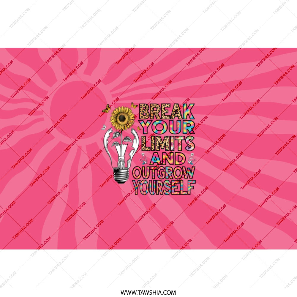 Inspirational Tumbler, Break Your Limits, Outgrow Yourself, Sunflower, Butterfly, Motivation, Pink Zebra, Drinkware, Gifts - Tawshia