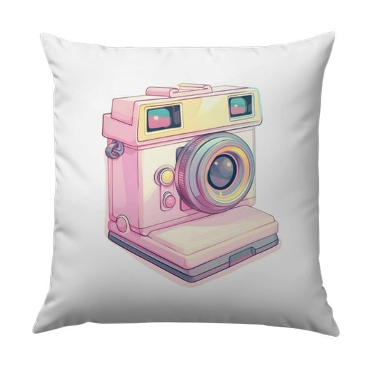 Retro Camera Pillow, Cute Photography Decor, Vintage Style Throw Pillow, Pastel Camera Design Cushion, Unique Gift for Photographers - Tawshia