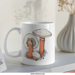 Mushroom Mug, Forest Fungi, Unique Coffee Mug, Gift for Mycologist, Nature Lover Tea Cup, Whimsical Kitchen Decor, Mushroom Art Mug - Tawshia