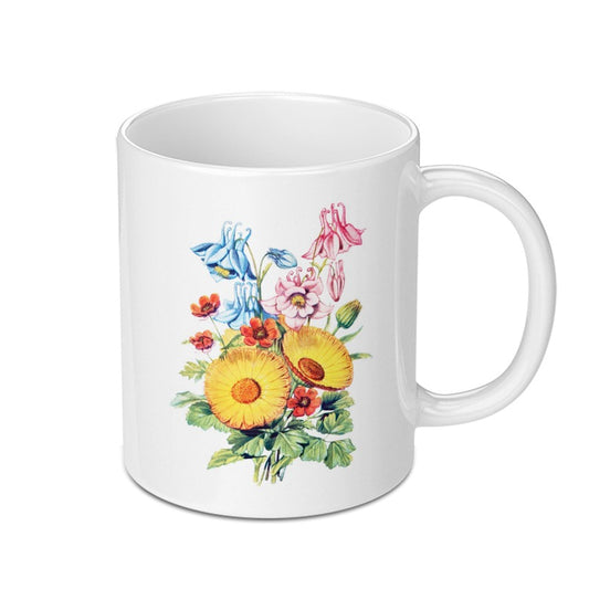 Vintage Floral Mug, Botanical Flower Mug, Garden Flower Gift Mug, Watercolour Mug, Flower Design Mug, Vintage Mug, Coffee Mug - Tawshia