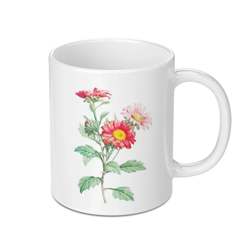 Floral Mug, Aster Flower Mug, Botanical Mug, Vintage Flower Mug, Flower Lover Gift, Plant Mug, Floral Gifts, Nature Mug, Garden Mug - Tawshia