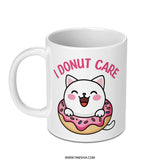 Donut Cat Mug, Funny Cat Lover Gift, Cute Kitten Coffee Mug, I Donut Care Mug, Sarcastic Mug, Kawaii Cat Mug, Unique Gift Idea - Tawshia