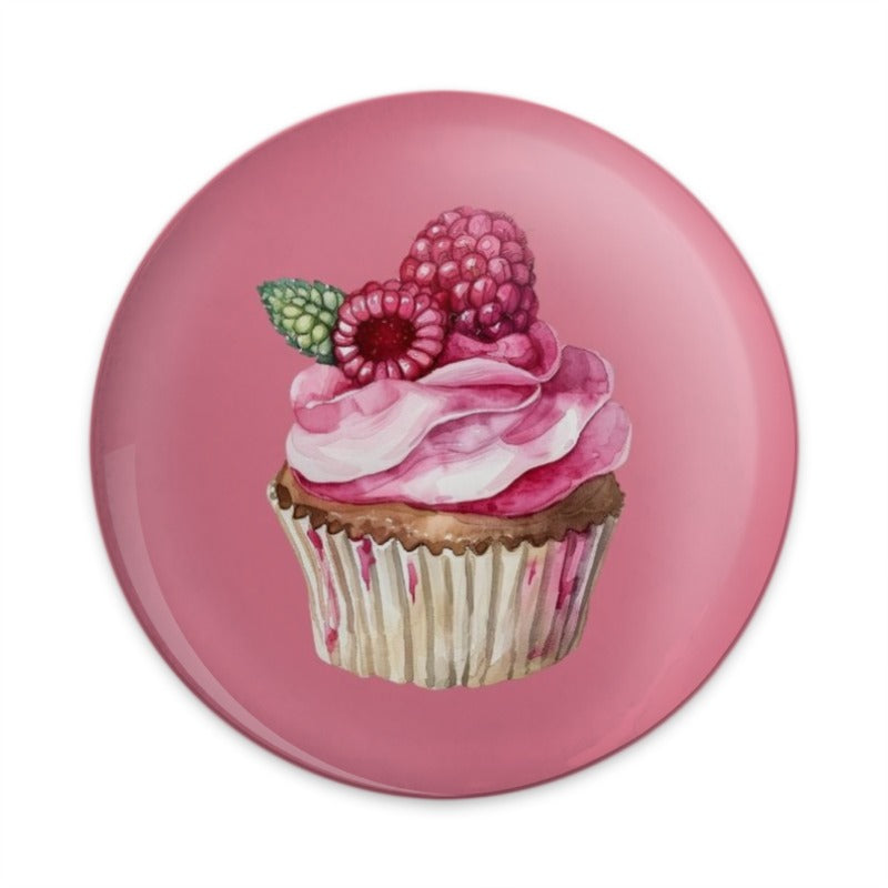 Raspberry Cupcake Pinback Button, Pink Sweet Treat Badge, Cute Food Accessory, Baker Gift, Dessert Lover Button, Party Favor Button - Tawshia