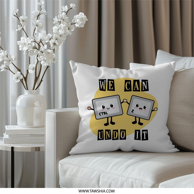 We Can Undo It Pillow, Ctrl Z Design, Gamer Home Decor, Programmer Gift, Cute Keyboard Keys Throw Pillow, Novelty Computer Pillow - Tawshia