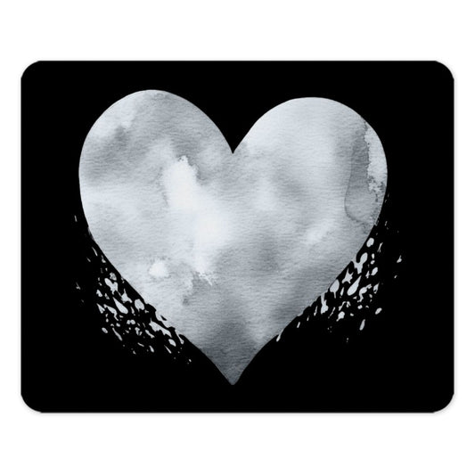 Watercolor Heart Mouse Pad, Artistic Heart Mousepad, Love Heart Design, Modern Desk Accessory, Black Background Mouse Pad - Tawshia