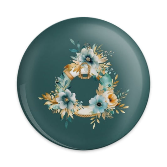 Floral Wreath Pinback Button, Nautical Theme Button, Boho Chic Button, Decorative Pin, Cute Button, Trendy Gift Button, Button for Backpack - Tawshia