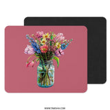 Floral Mouse Pad, Mason Jar Bouquet, Flower Arrangement, Desktop Accessory, Cute Office Decor, Gift for Her, Artistic Mousepad - Tawshia