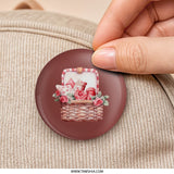 Picnic Basket Pinback Button, Roses, Macarons, Valentine Pin Button, Cute Button, Gift Button, Heart Button, Floral Pin, Button - Tawshia