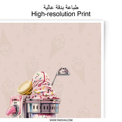 Ice Cream Machine Photographic Print, Foodie Art, Dessert Lover Gift, Kitchen Wall Decor, Sweet Treat Illustration - Tawshia