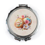 Floral Mooncake Pocket Mirror, Cute Compact Mirror, Asian Inspired Pocket Mirror, Travel Mirror, Gift for Her, Makeup Mirror - Tawshia