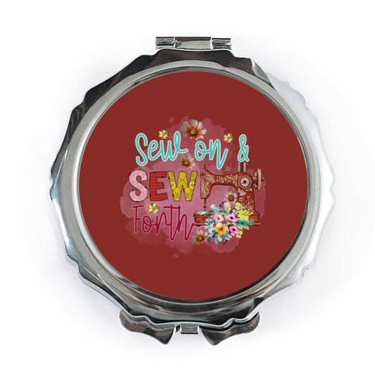 Sewing Machine Pocket Mirror, Sew On and Sew Forth Gift, Floral Crafting Mirror, Seamstress Present, Tailor Mirror, Craft Lover Gift - Tawshia