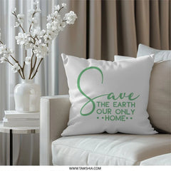 Save the Earth Pillow, Environmental Pillow, Green Earth, Home Decor, Our Planet, Eco Friendly Design, Earth Day, Gift Idea - Tawshia