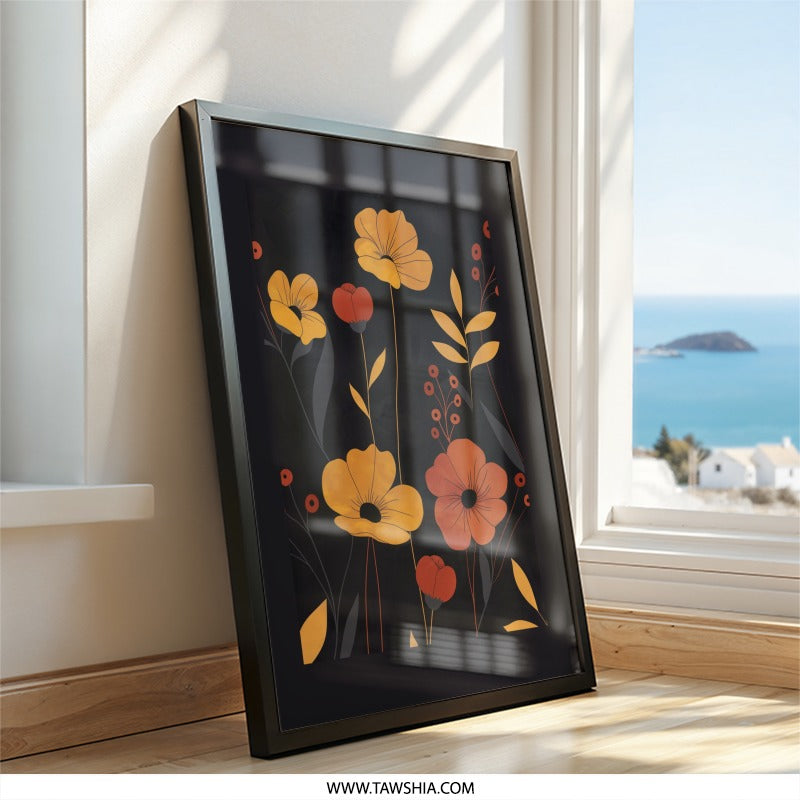 Floral Wall Art, Botanical Print, Flower Poster, Modern Art Decor, Nature Inspired Artwork, Elegant Home Decor, Poppy Wall Art - Tawshia