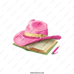 Pink Hat Book Tote Bag, Literary Gift, Reader Bag, Cute Tote Bag, Book Lover Gift, Bookworm Bag, Unique Shoulder Bag, Aesthetic Book Tote - Tawshia