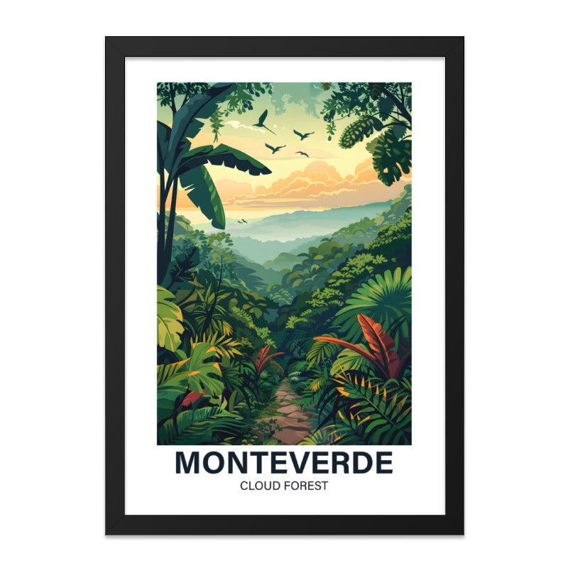 Monteverde Cloud Forest Wall Art, Tropical Landscape Art Print, Costa Rica Scenery Home Decor, Exotic Bird Nature Wall Decor - Tawshia