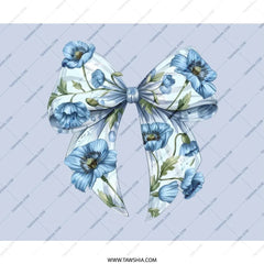 Floral Bow Mouse Pad, Blue Poppy Mousepad, Cute Mousepad, Office Decor, Computer Accessories, Gift For Her, Desk Accessories - Tawshia