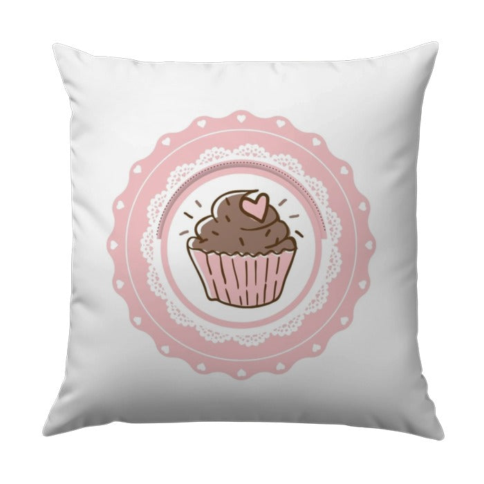 Cupcake Pillow, Cute Food Pillow, Dessert Decor, Sweet Treat Pillow, Pink Heart Pillow, Decorative Cushion, Kitchen Decor, Gift for Baker - Tawshia