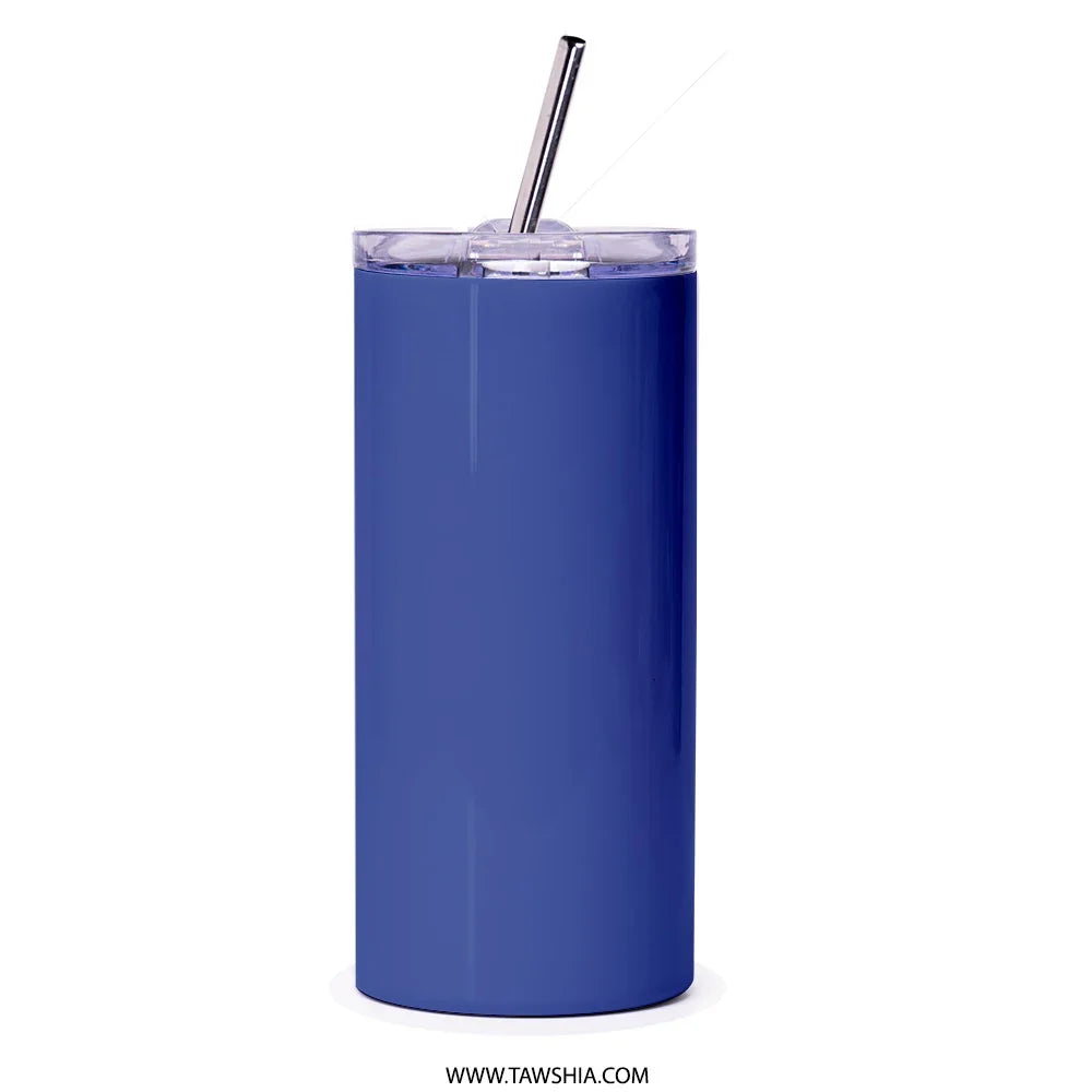 Sleek Blue Travel Tumbler with Straw Beverage Product