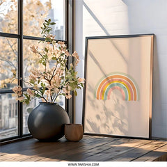 Boho Rainbow Wall Art, Pastel Rainbow Print, Nursery Decor, Kids Room Art, Scandinavian Rainbow Art, Modern Home Decor - Tawshia