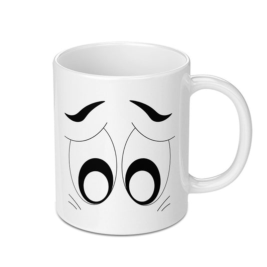 Cartoon Eyes Mug, Funny Face Mug, Animated Style Mug, Expression Mug, Coffee Mug, Cute Mug, Gift Idea, Tea Mug, Unique Mug, Black and White - Tawshia