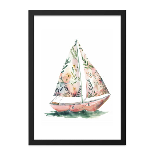 Floral Sailboat Wall Art, Watercolor Painting, Nautical Decor, Coastal Home, Ocean Print, Summer Art, Beach House Decor, Modern Art - Tawshia