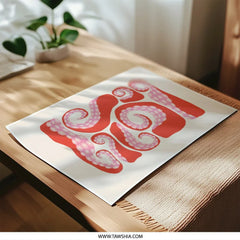 Octopus Tentacle Photographic Print, Abstract Sea Life Art, Modern Coastal Decor, Ocean Lover Gift, Red and Pink Nautical Wall Art - Tawshia