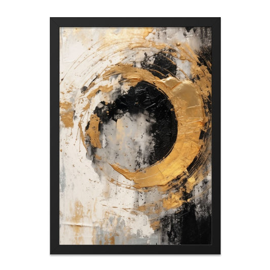 Abstract Gold Wall Art, Modern Art Print, Black and Gold Decor, Circle Painting, Contemporary Wall Decor, Abstract Home Decor - Tawshia