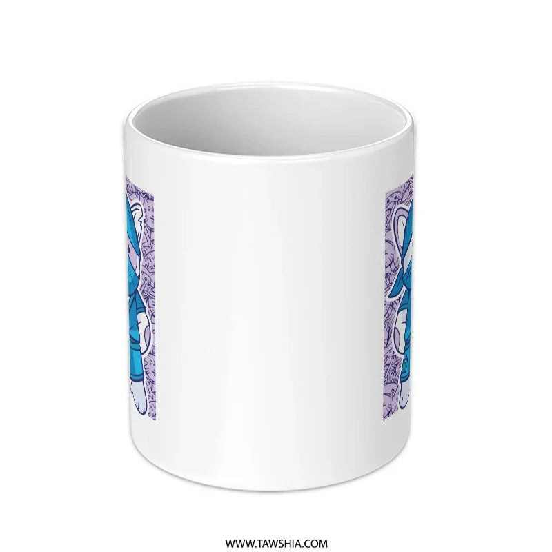 Unique Artistic Blue Cat Print White Mug product type