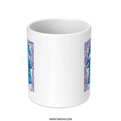Unique Artistic Blue Cat Print White Mug product type