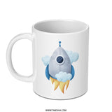 Rocket Ship Mug, Space Mug, Blast Off Mug, Kids Mug, Childrens Mug, Outer Space Mug, Gift Mug, Funny Mug - Tawshia