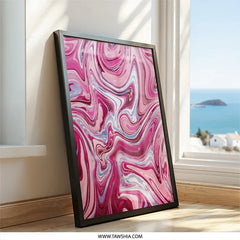 Pink Marble Wall Art, Abstract Swirls Print, Modern Home Decor, Trendy Wall Hanging, Aesthetic Room Art, Contemporary Design - Tawshia