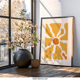 Abstract Flower Wall Art, Modern Art Print, Geometric Floral Wall Decor, Minimalist Art, Sun Inspired Artwork, Home Decor, Wall Art - Tawshia