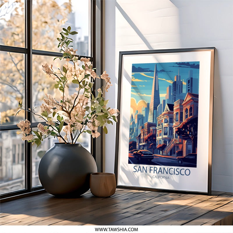 San Francisco Wall Art, Cityscape Print, California Decor, Urban Art, Minimalist City Art, Travel Poster, Home Decor - Tawshia