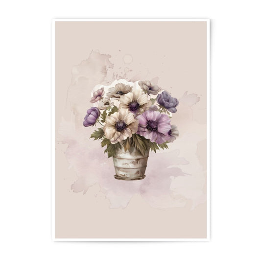 Anemone Photographic Print, Floral Wall Art, Watercolor Flower Decor, Vintage Style Art Print, Elegant Home Decor, Botanical Wall Art - Tawshia