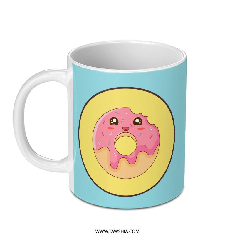 Cute Donut Mug, Kawaii Food Mug, Funny Coffee Cup, Sweet Treat Lover Gift, Unique Donut Design Mug - Tawshia