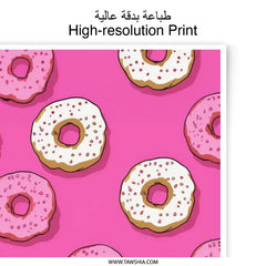 Donut Photographic Print, Pink Foodie Wall Art, Sweet Treat Decor, Kitchen Art Print, Cute Donut Illustration, Confectionery Art - Tawshia