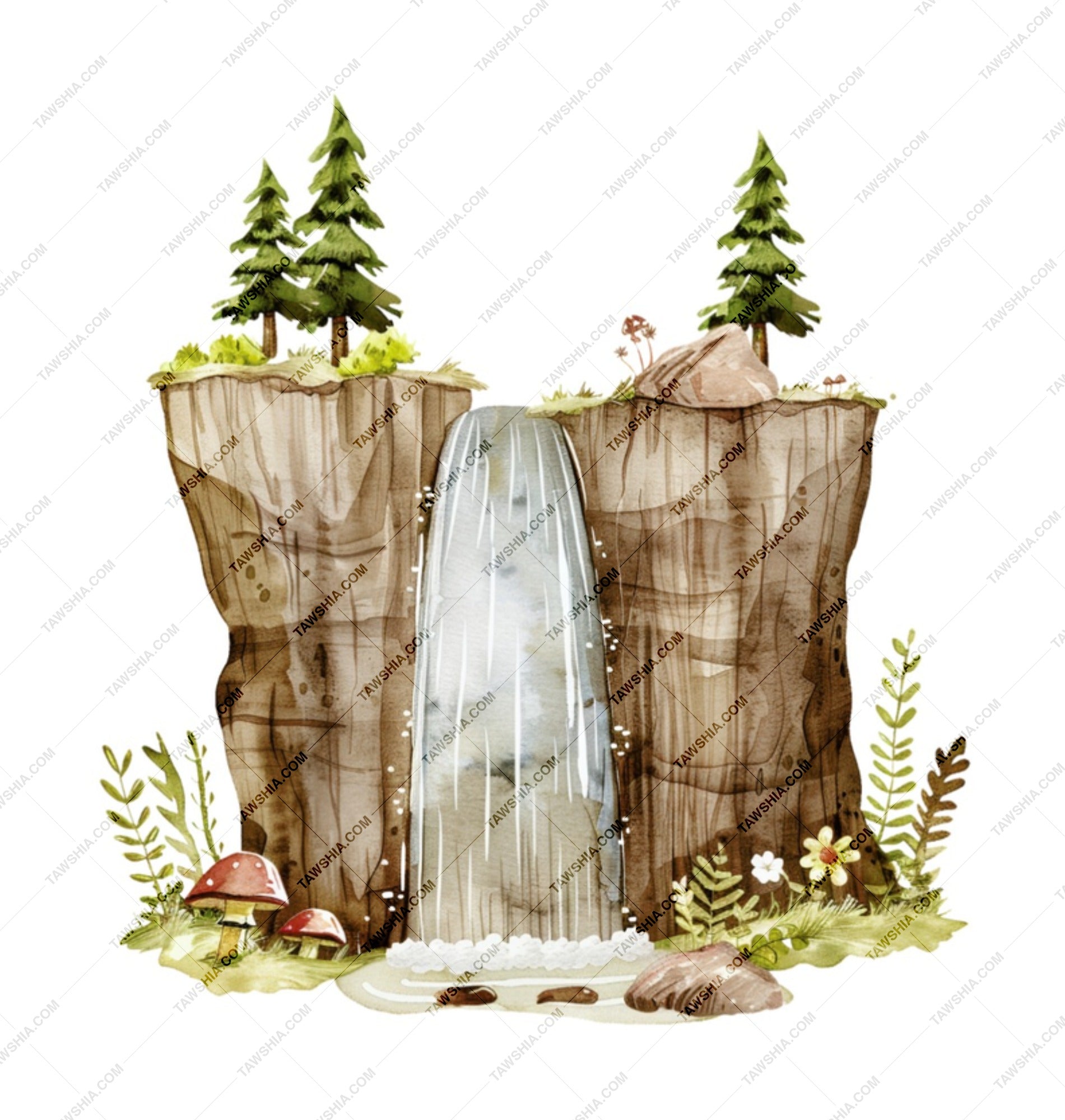 Watercolor Waterfall Mug, Nature Lover Gift, Forest Scene Coffee Mug, Scenic Mug, Outdoorsy Gift, Unique Mug Design - Tawshia