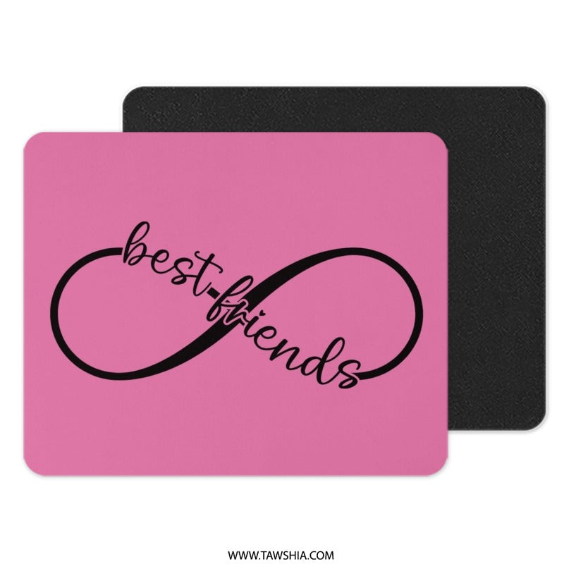 Best Friends Mouse Pad, Infinity Symbol, Friendship Gift, Pink Mousepad, Work From Home Decor, Office Accessories, Cute Desk Pad - Tawshia