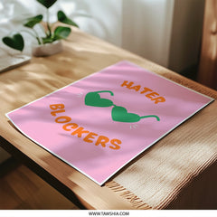 Hater Blockers Photographic Print, Heart Sunglasses Art, Funny Wall Decor, Quirky Aesthetic, Trendy Home Art, Statement Piece - Tawshia