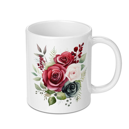 Floral Mug, Roses Mug, Watercolor Mug, Flower Mug, Gift Mug, Beautiful Mug, Botanical Mug, Coffee Lover Mug, Tea Mug, Unique Design Mug - Tawshia